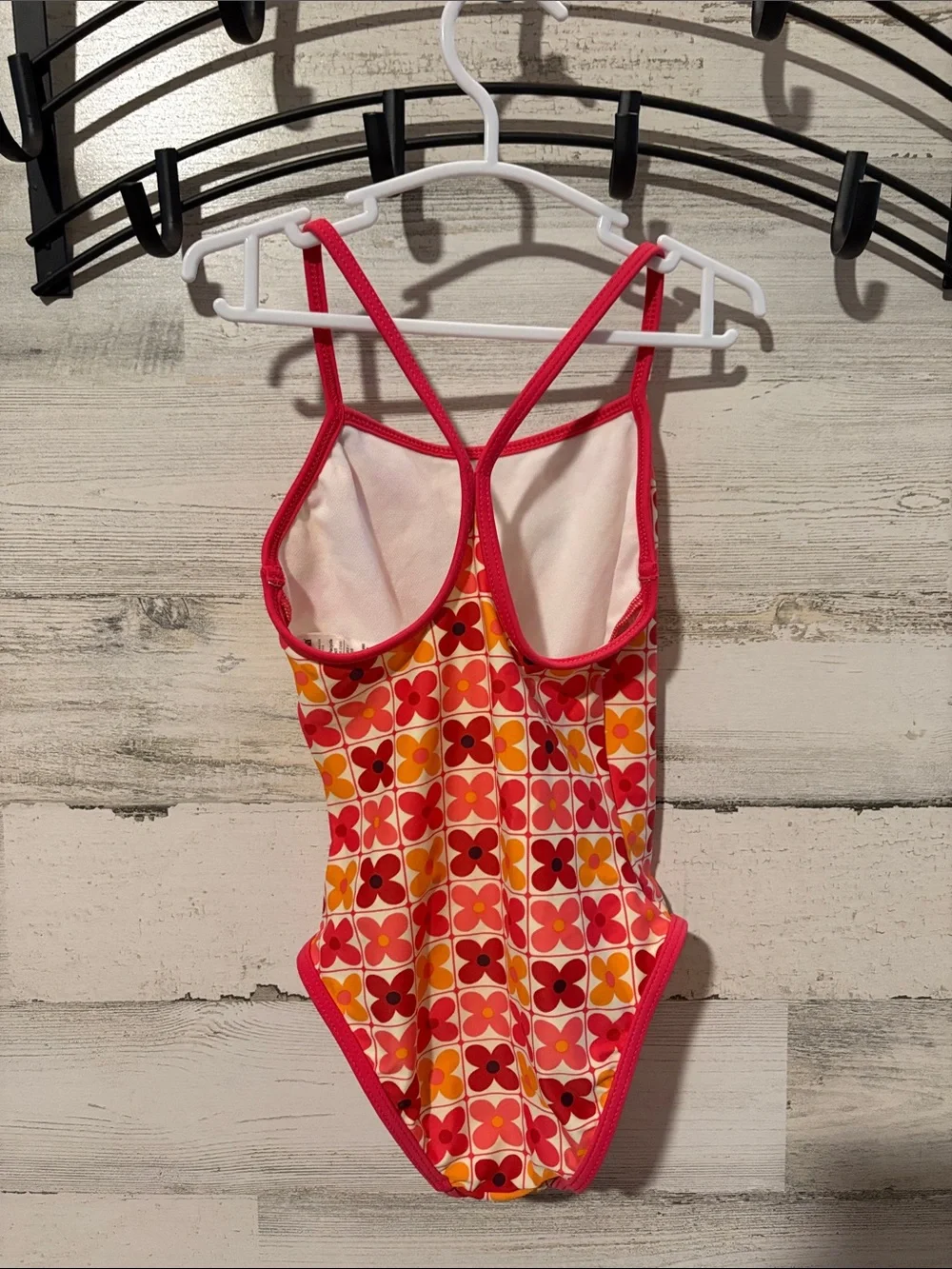 Patagonia Pink & Orange Floral Tile Girls' One-Piece Swimsuit